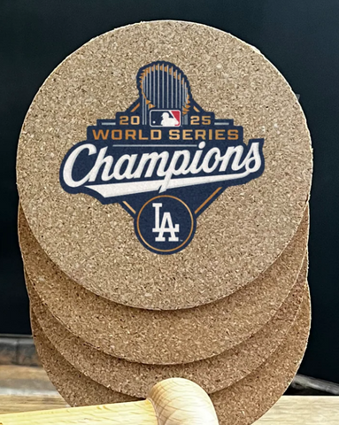 DU0010-Cork Coster Set : 2025 MLB Champ Dodgers