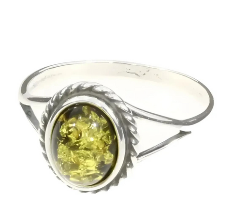 AM0248 - Green Amber Ring