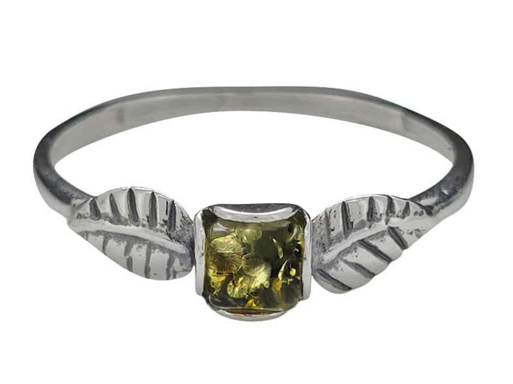 AM0270 - Green Amber SS Ring