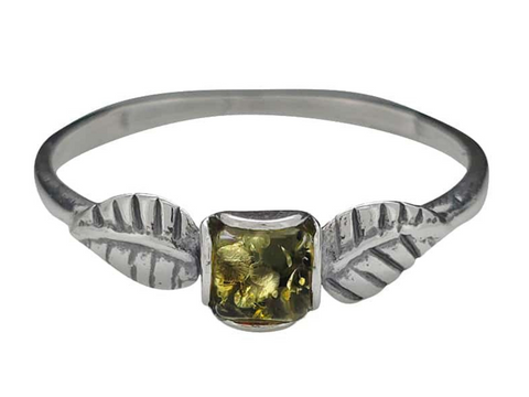 AM0270 - Green Amber SS Ring