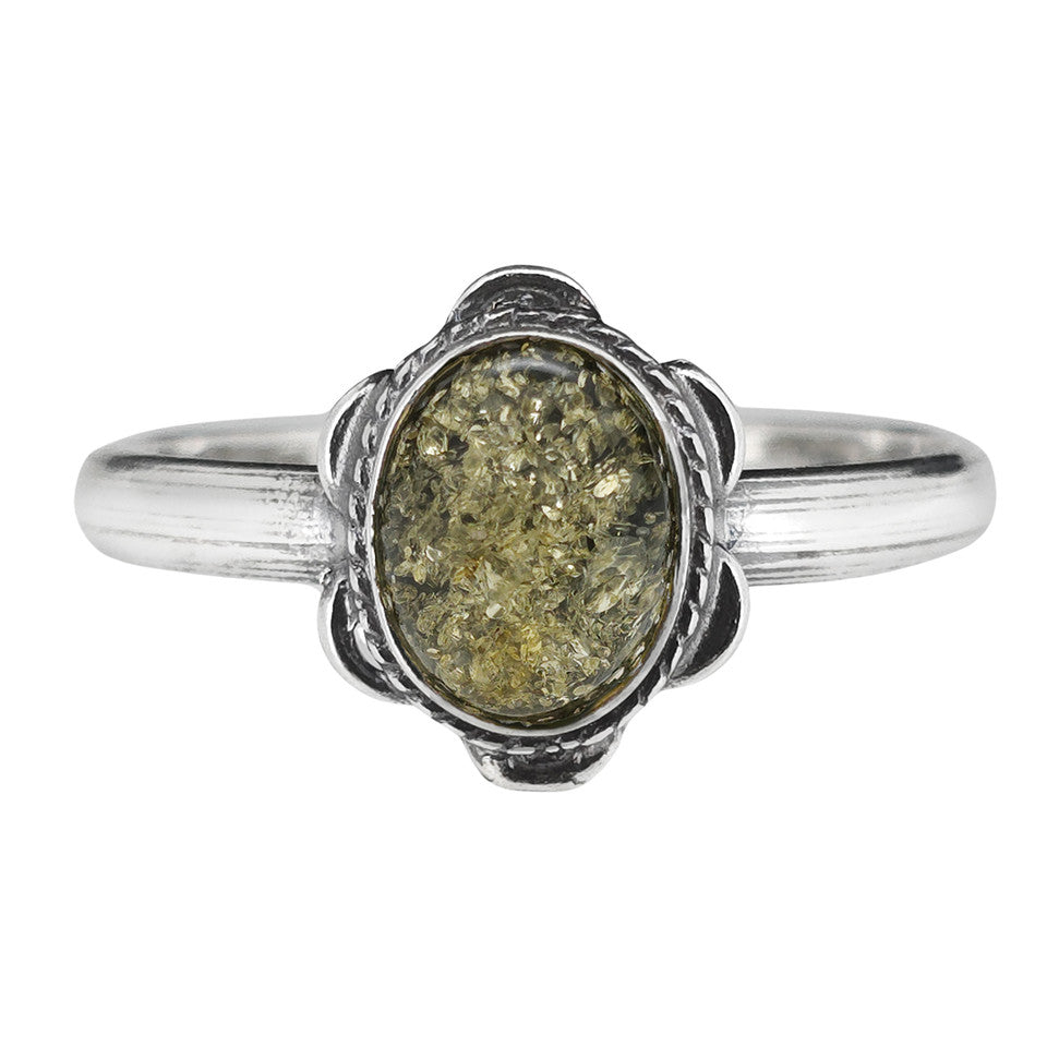 AM0289 - Green Amber Ring