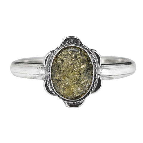 AM0289 - Green Amber Ring