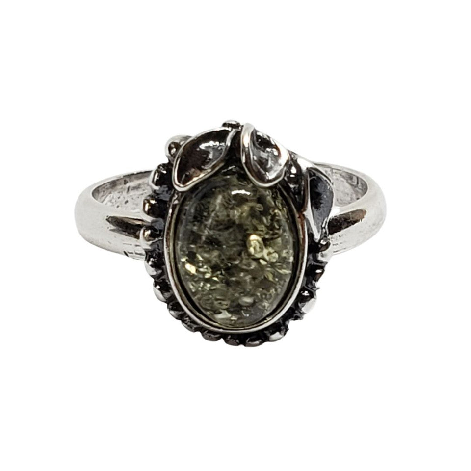 AM0290 - Green Amber Ring