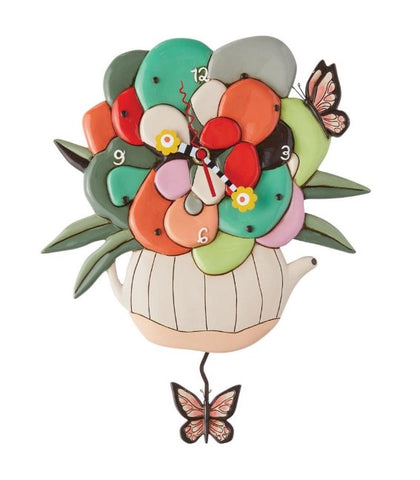 EP8221-ALLEN CLOCK : Posies in Teapot