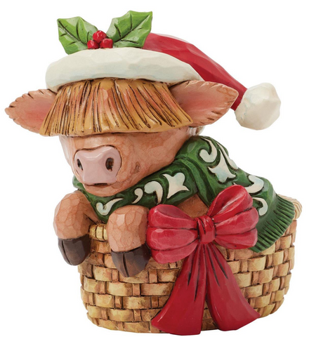 EP8558 - JS Mini Highland Cow in Basket