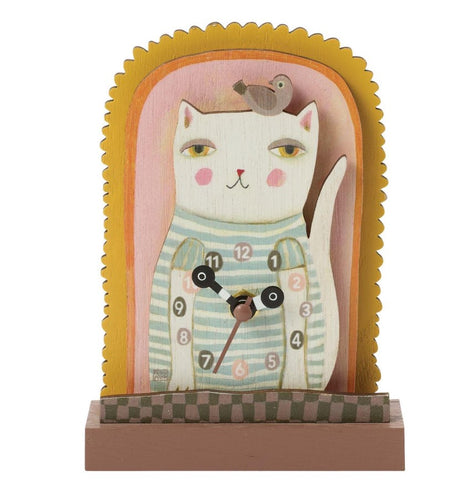 EP8693-ALLEN DESK : Purrfect Time Wood Clock
