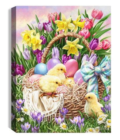 GD0093- LED Canvas : SPRING Easter Basket