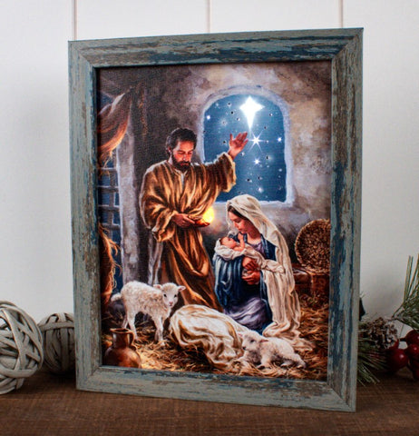 GD0097- LED Canvas : Framed Nativity