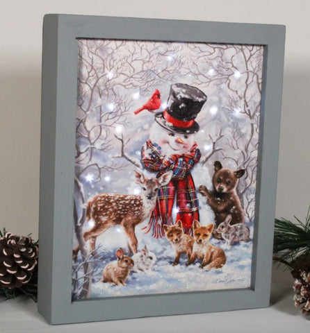 GD0098- LED Canvas : Framed Snowman