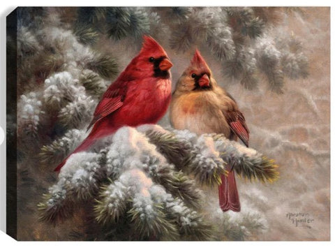 GD0099-LED Canvas : Cardinal Couple Xmas