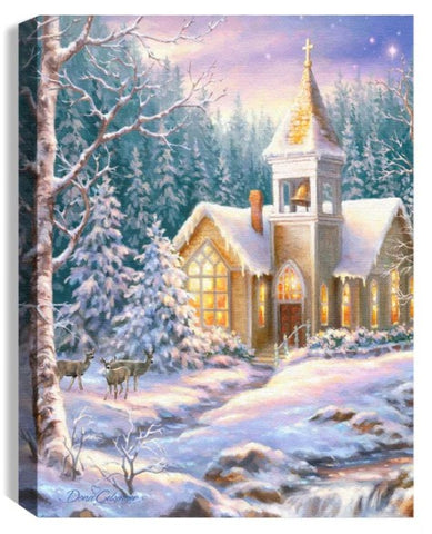 GD0100-LED Canvas : Christmas Chapel Xmas