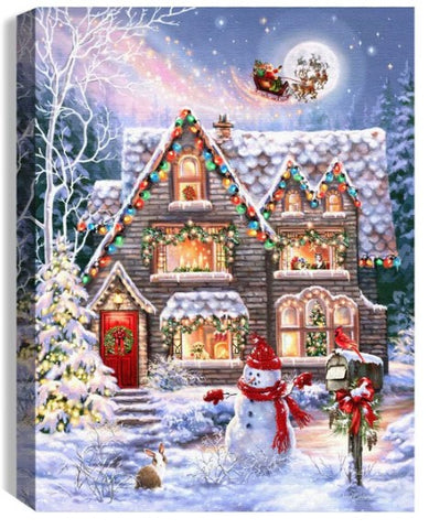 GD0102-LED Canvas : Christmas House Xmas