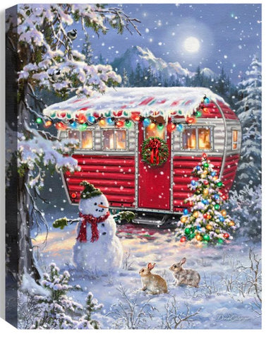 GD0104-LED Canvas : Vintage Red Trailer Xmas