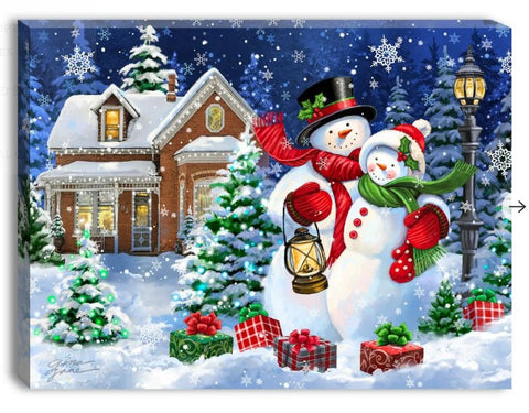 GD0127-LED Canvas : CHRISTMAS Snowman