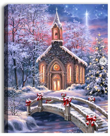 GD0129-LED Canvas : CHRISTMAS Chapel
