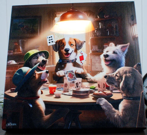 GD0136-LED Canvas : Poker Dogs