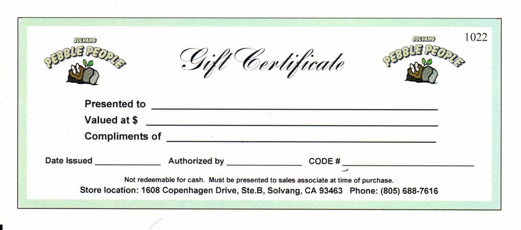 Solvang Pebble People Gift Certificate