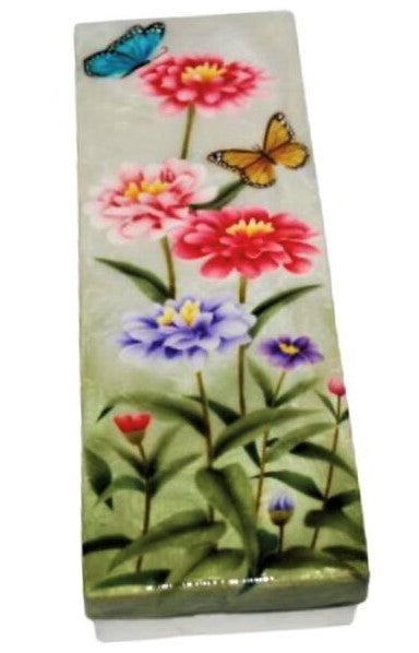 KU0152 - Capiz Box : Zinnias and Butterflies