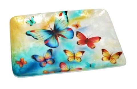 KU0180-Capiz Tray : Butterflies