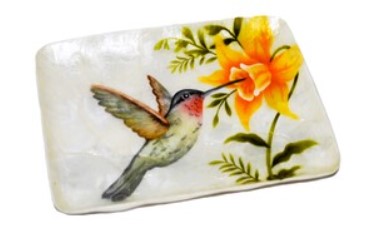 KU0182-Capiz Tray : Hummingbird