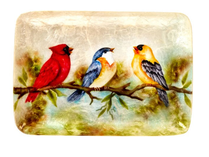KU0183-Capiz Tray : Song Birds
