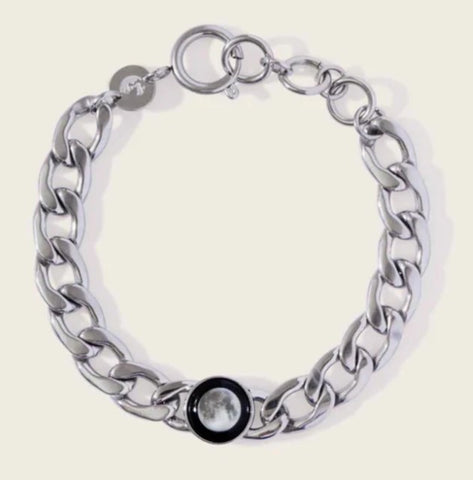 MG0090-Lunar Curb Link Bracelet : Stainless