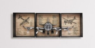 PH0017 - Vintage Airplane 3PC Clock