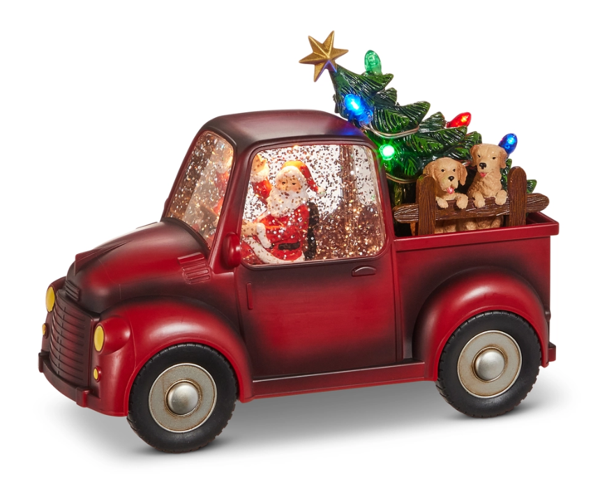 RI0262 - Lantern : Santa and Dog in Truck