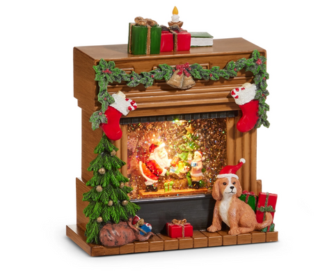 RI0263 - Lantern : Santa in Fireplace