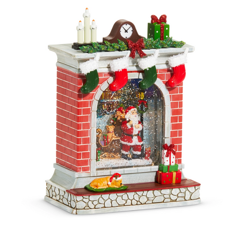 RI0264 - Lantern : Santa and Dog Fireplace